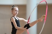 Gymnast during an exercise with a hoop