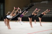 Gymnasts during practice at the training camp in the Academy