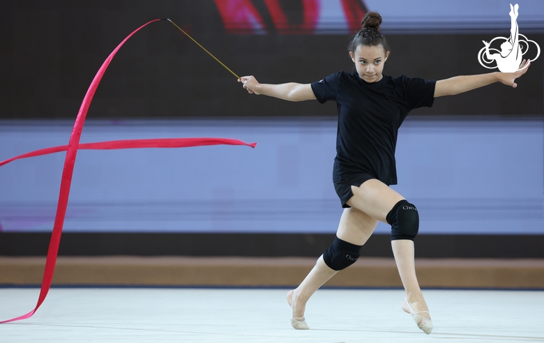 Sarah Al Ali during the ribbon exercise at the podium training