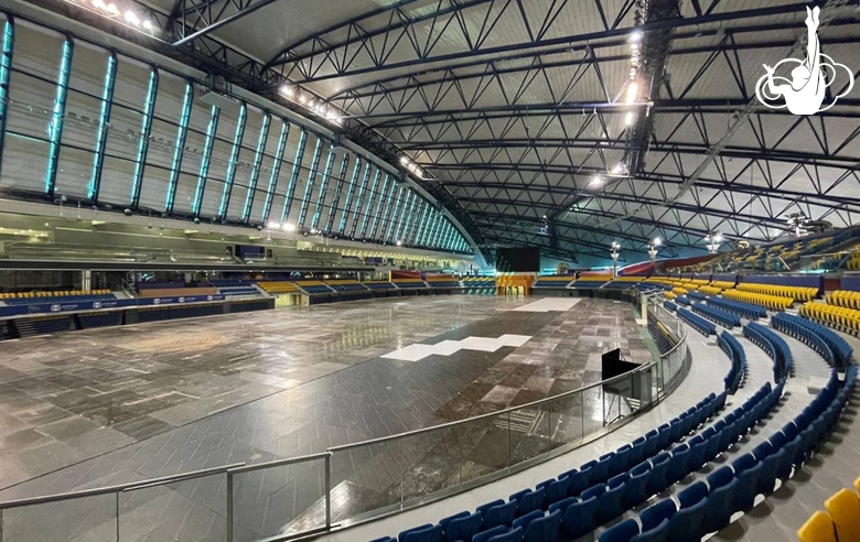 Aspire Dome Arena before the installation of the Sky Grace Cup tournament set in Doha