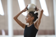 Valeria Medvedeva during an exercise with a ball