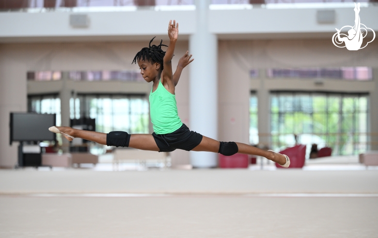 Gymnast Nkenko Sita Davina Chanselvi from the Republic of Congo during the exercise