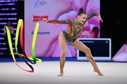 Ekaterina Sazonova during an exercise with a ribbon