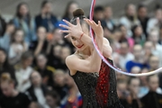 Gymnast during an exercise with a hoop