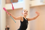 Ksenia Savinova during an exercise with clubs during preparation training for the BRICS Games