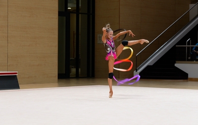 Eva Kononova practices her run after a control training session