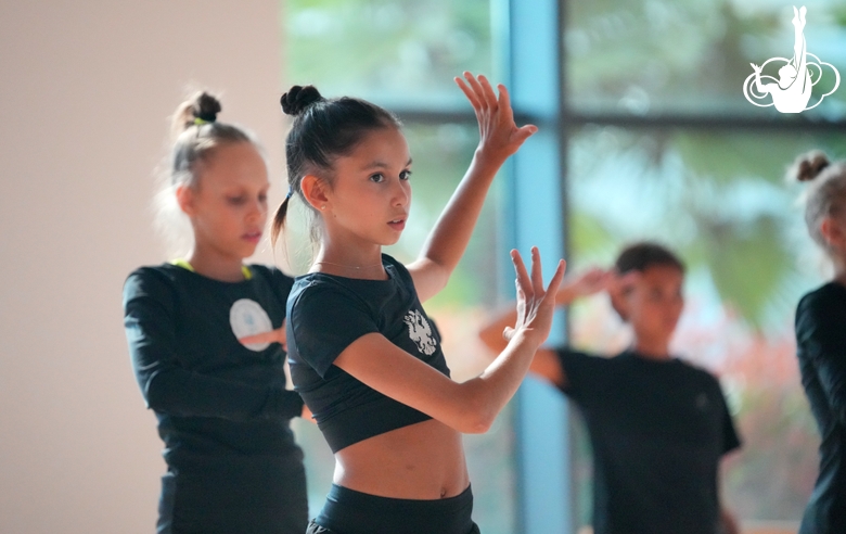 Academy gymnasts during the Alla Dukhova TODES Theater master class