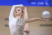 Gymnast during an exercise with a ball