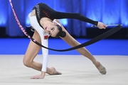 Alina Harnasko during an exercise with a ribbon