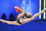 Ksenia Savinova during an exercise with a ball