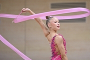 Gymnast during an exercise with a ribbon