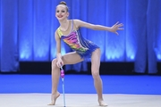 Alena Kochemazova during an exercise with clubs