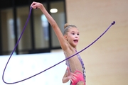 Gymnast during an exercise with a jump rope