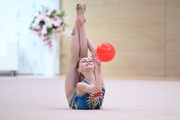 Gymnast during an exercise with a ball