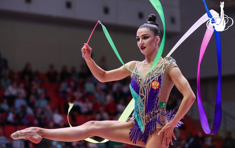 Arina Tkachuk (Russia) during the ribbon exercise