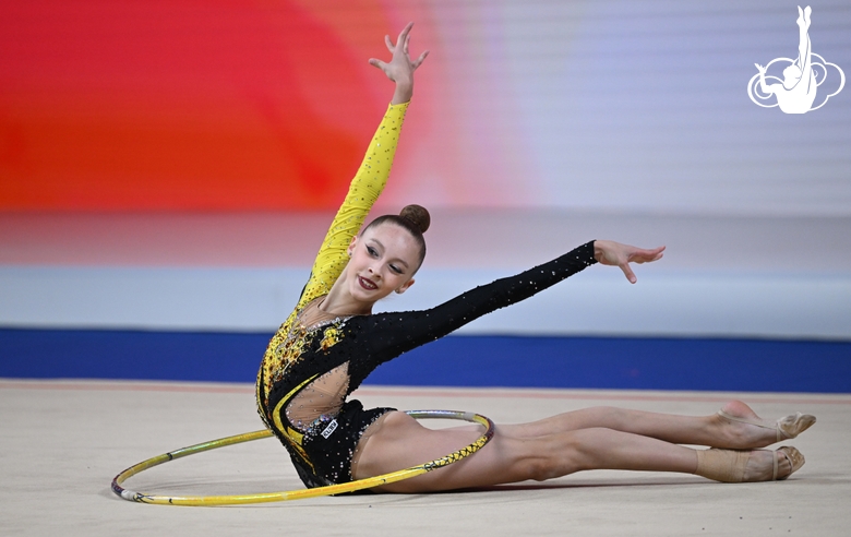 Ksenia Bondarenko during the hoop exercise