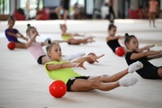 Gymnasts during practice at the training camp in the Academy