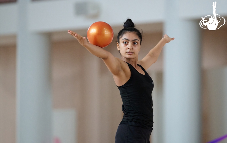 Gymnast Kimaya Karle during training