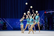 Team China during an exercise with balls
