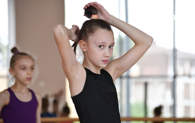 Gymnast  during class in the Academy choreography hall