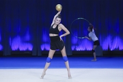 Alina Harnasko during an exercise with a ball at floor testing