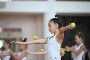 A gymnast during the training session