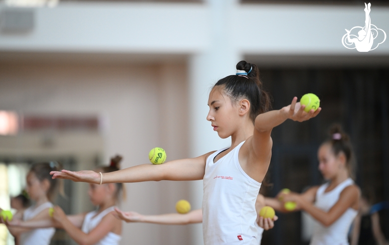 A gymnast during the training session