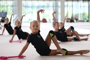 Young gymnasts during a training session