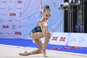 Karina Bogdanova during the exercise with clubs