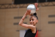 Valeria Medvedeva  during an exercise with a ball during floor testing