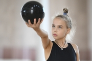 Elvira Belyaeva during an exercise with a ball