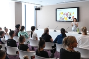 Nutritionist Anna Turusheva gives a lecture for camp participants and coaches