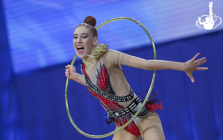 Pelageya Ananova during an exercise with a hoop