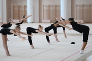 Dina Averina with gymnasts during the master class at the Academy