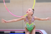 Gymnast during an exercise with a hoop