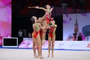 Russian national team group team gymnasts during a clubs exercise