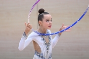 Gymnast during an exercise with a hoop