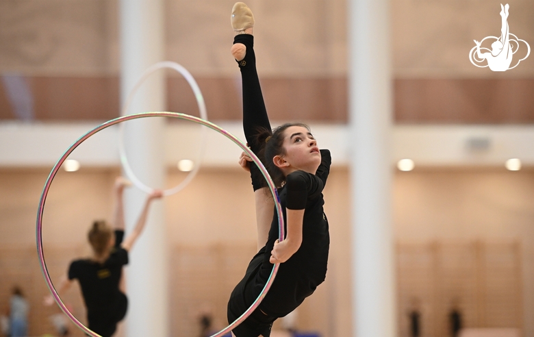 Anna Vakulenko during an exercise with a hoop