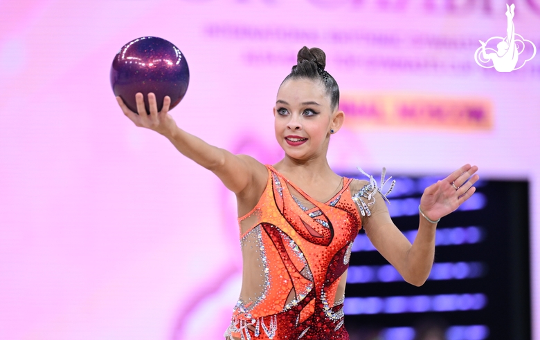 Sofia Ilteryakova during an exercise with a ball