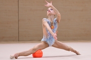 Kristina Voitenko during an exercise with a ball at the control training session