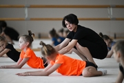 Gymnasts during the workout under guidance of choreographer Tatyana Grinko