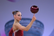 Vladislava Sharonova during an exercise with a ball
