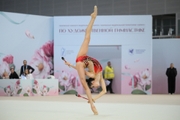 Anna Vakulenko during exercise with clubs