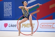 Gymnast during an exercise with a hoop