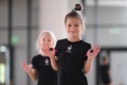 Young gymnasts during a training session