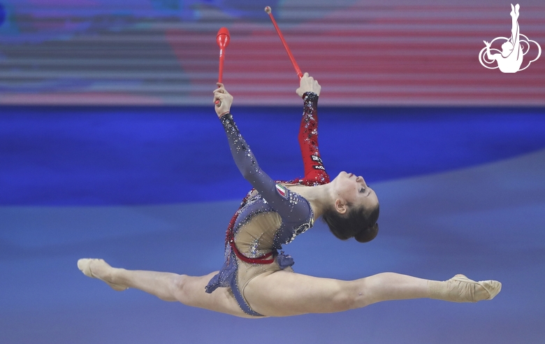 Martina Brambilla (Italy) during an exercise with clubs