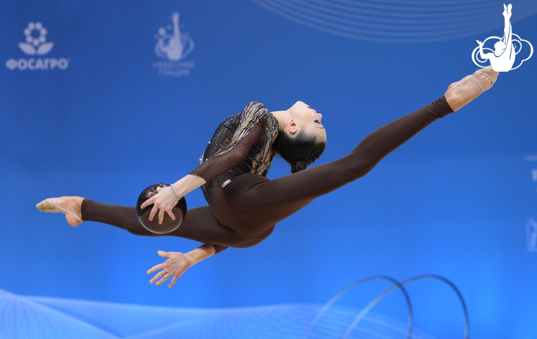 Ulyana Janus during an exercise with a ball