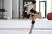 Mariia Borisova during an exercise with a ball during preparation training for the BRICS Games