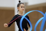 Anna Vakulenko during an exercise with a ribbon