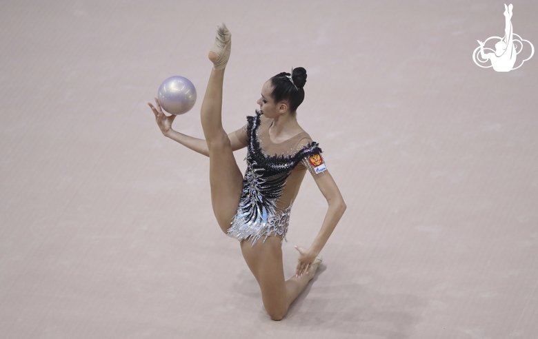 Anastasia Guzenkova (Russia) doing an exercise with a ball